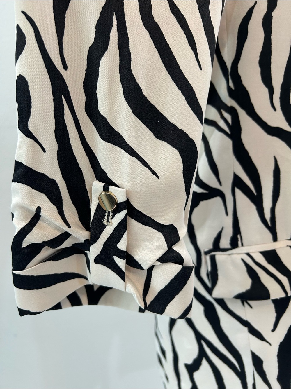 Zara Cream and Black Zebra-Print Open Blazer Jacket And 3/4 Sleeves, Sz S, NWT - Picture 4 of 8